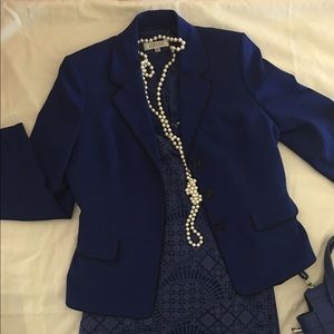 An Instant fabulous look wearing a cobalt blue Kasper jacket!